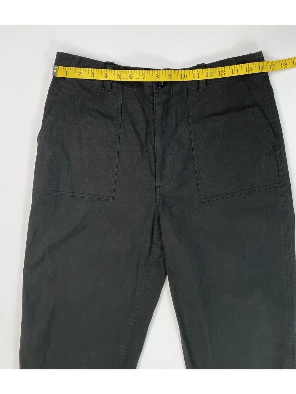 Jenni Kayne Ranger Black Cotton Twill Utility Pants Straight Leg Size 10